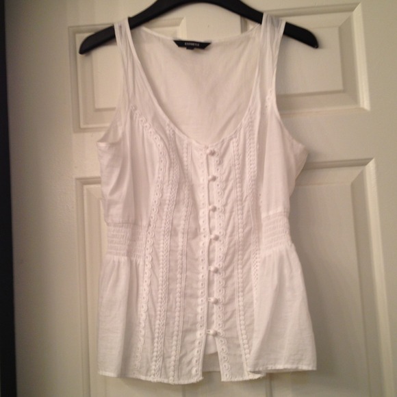 White embroidered tank by Express. Size S.