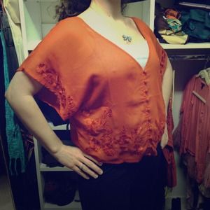 Urban Outfitters Orange sheer oversize cardigan