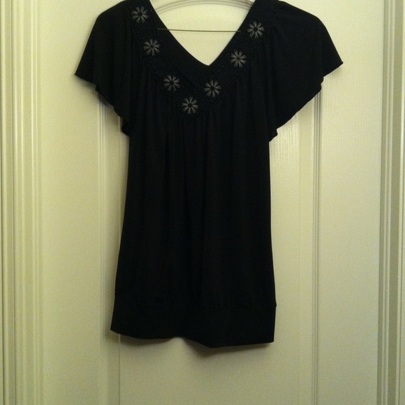 Black embroidered blouse