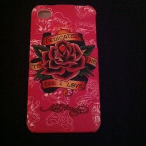 Pink Ed hardy double sides case iPhone 4/4s