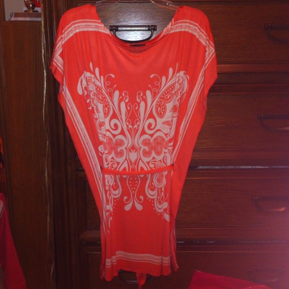 Peach Handkerchief Print Tunic/Mini-Dress