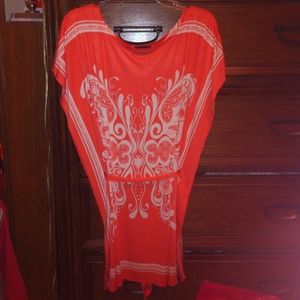 Peach Handkerchief Print Tunic/Mini-Dress