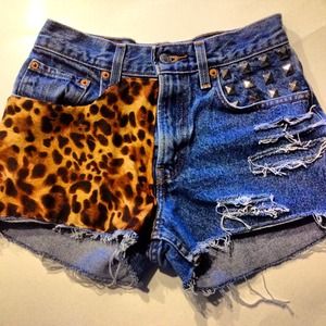 High waisted vintage Leopard cutoffs