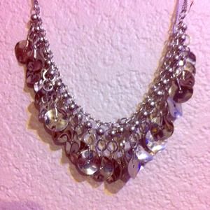 Chest length silver necklace