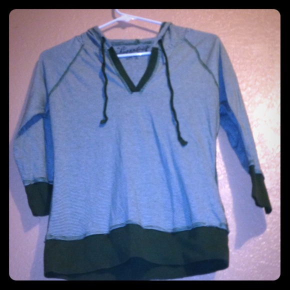 Green striped, shirt with half sleeves (: