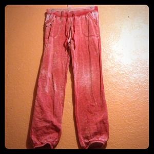 "Hangten" sweat pants, pink n worn.