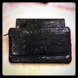 Faux alligator checkbook cover and wallet set