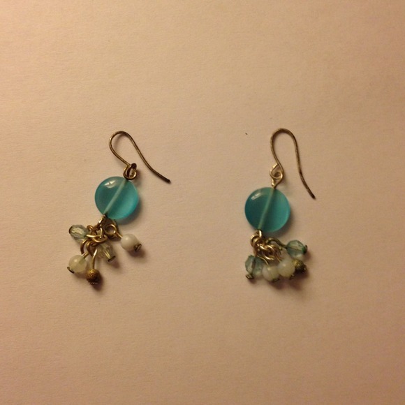 Hook earrings with turquoise and white beads