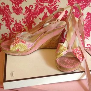 Coach multi colored wedge sandals 💗