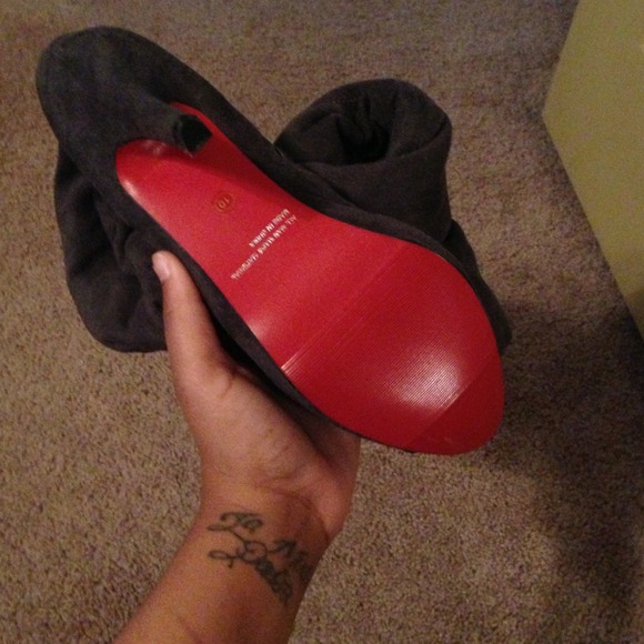 ❌❌SOLD❌❌Dark grey faux suede thigh high boot