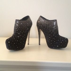 Aldo high heels with diamonds cascading down.