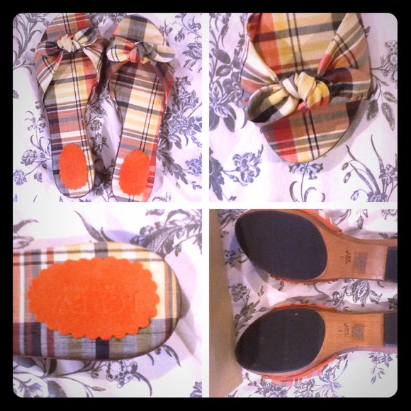 J Crew madras plaid shoes, size 6