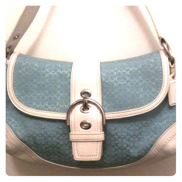 Coach Blue and White Handbag