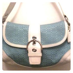 Coach Blue and White Handbag