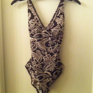 Speedo wrap style one piece bathing suit.