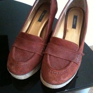 Brown suede wedges