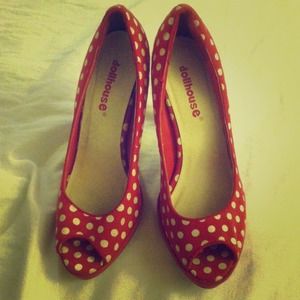 Red polka dot heels