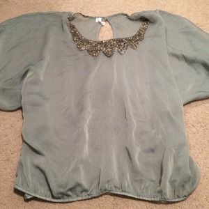 Light olive colored sheer shirt