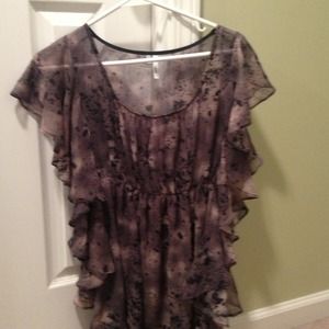 Gray and black sheer shirt