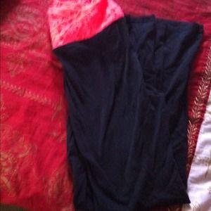 Black yoga pants with orange lace top
