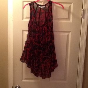 Pink&black ruffled bottom tunic