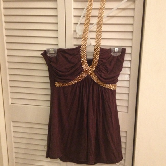 ✂Reduced again!!✂ Sky brand Brown top w/ gold