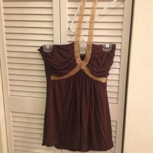 ✂Reduced again!!✂ Sky brand Brown top w/ gold