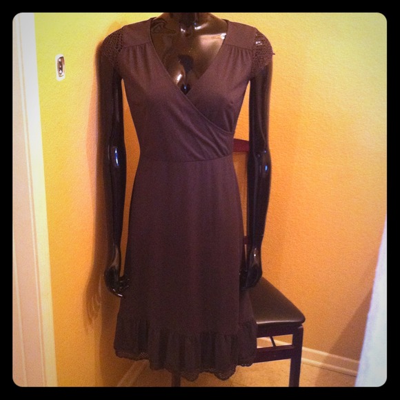 REDUCEDLOFT Olive Green Dress w/ Crochet Detail