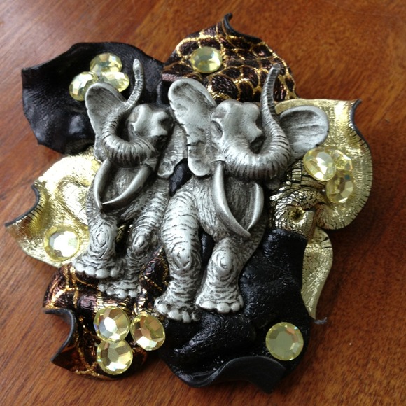 Ridiculous Rhinestone and Femo Elephant Pin - Picture 1 of 4