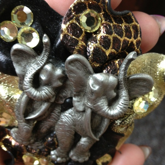 Ridiculous Rhinestone and Femo Elephant Pin - Picture 3 of 4