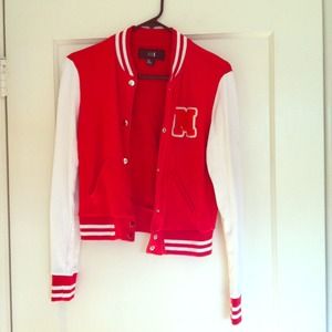Red and White(letter M) Varsity Jacket