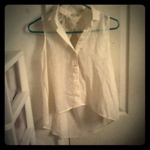 Kirra Cream Chiffon button up vest W/ open back