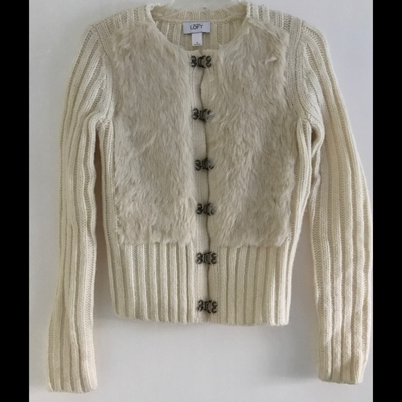 Loft Creme Faux Fur Sweater