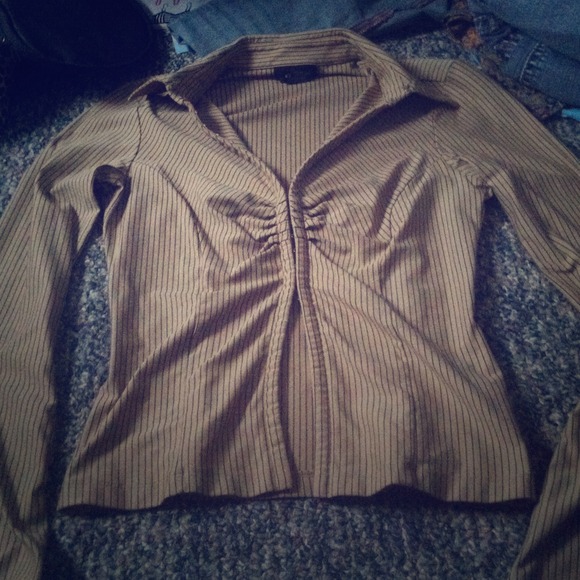 Express Tan Pinstripe Shirt