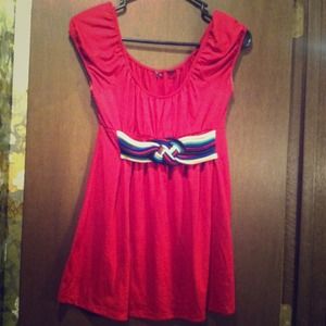 Pink banded tunic top