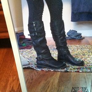 Black leather boots