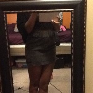 Grey Acid washed denim skirt