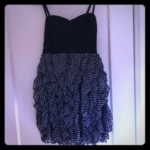 Navy Blue & White striped bottom half dress