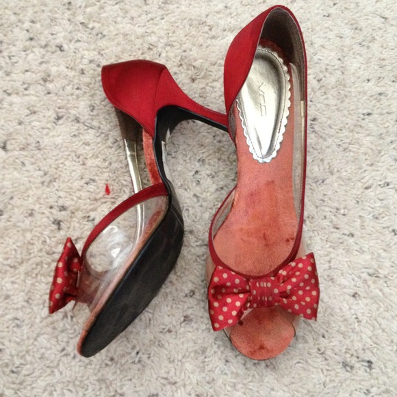 red,transparent peep toe shoes - Picture 3 of 4