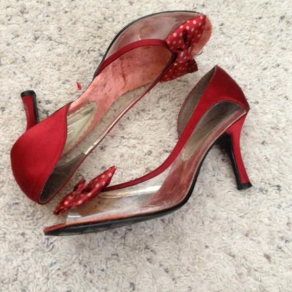 red,transparent peep toe shoes - Picture 4 of 4