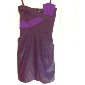 Little black dress with purple detailing