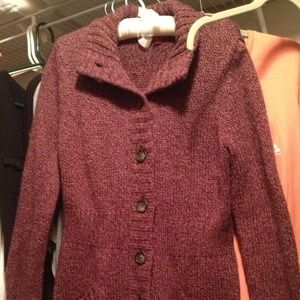 Burgundy button down sweater