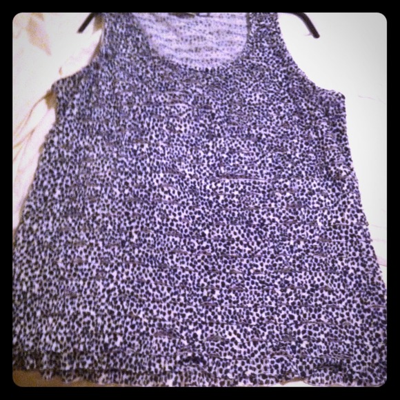 Ruffle layers black and white polka dot tank
