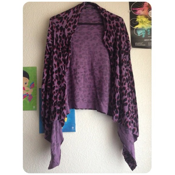 Purple cheetah print cardigan.