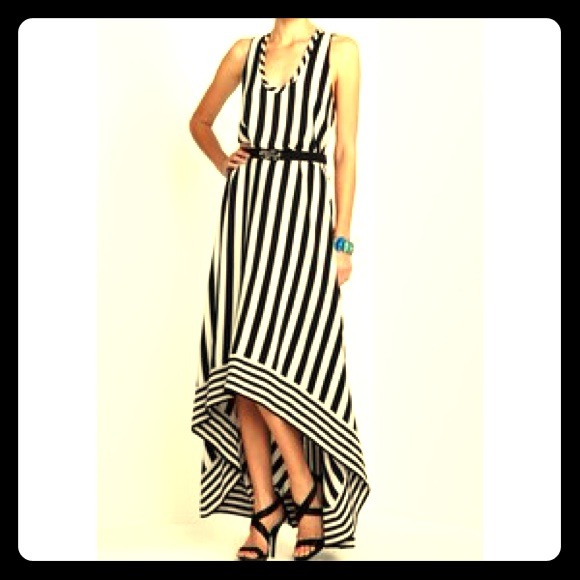 BCBG GIA SILK HI-LO STRIPED DRESS 2012 2013