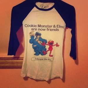 Elmo and Cookie Monster baseball shirt. Worn once!