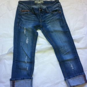 Jolt distressed wash crop stretch jeans