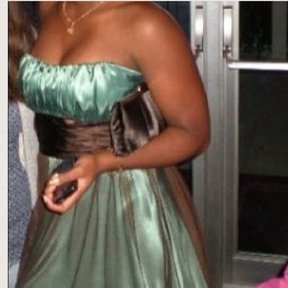 Formal dress green brown and gold