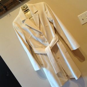 Sisley / Benetton - Belted wool coat (cream sz 6)
