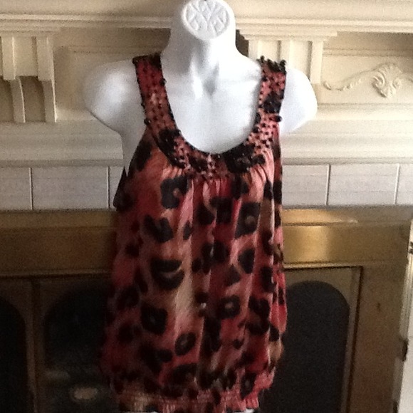 Beaded Leopard print tank top